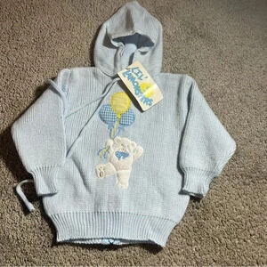 Vintage Lil Lamonsters Blue Knit 18 Month Hooded Sweater Baby Top